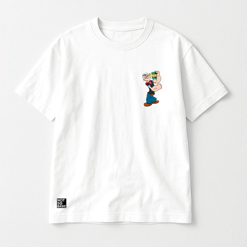 POPEYE™ SPINACH POWER OVERSIZED TEE – WHITE (180 GSM)