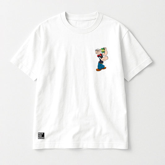 POPEYE™ SPINACH POWER OVERSIZED TEE – WHITE (180 GSM)