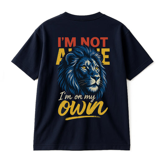 I’M NOT ALONE, I’M ON MY OWN – OVERSIZED TEE (NAVY | 180 GSM)