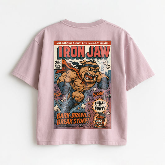 "Iron Jaw" Graphic Oversized T-Shirt – Mauve Pink